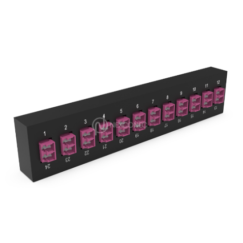 Plaquette d'adaptateurs MP2 12 LC DX Fuchsia (chargée) NEXCONEX