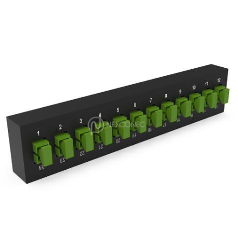 Plaquette d'adaptateurs MP2 12 SC SX Vert (chargée) NEXCONEX
