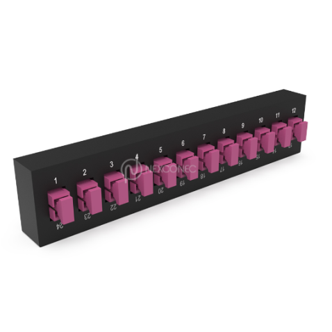 Plaquette d'adaptateurs MP2 12 SC SX Fuchsia (chargée) NEXCONEX