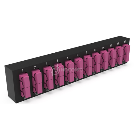 Plaquette d'adaptateurs MP2 12 SC DX Fuchsia (chargée) NEXCONEX