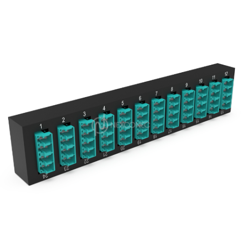 [NEXMP2PL12] Plaquette d'adaptateurs MP2 12 LC QD Aqua (chargée) NEXCONEX