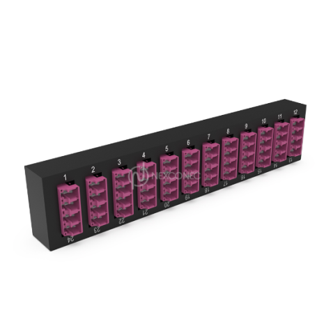 Plaquette d'adaptateurs MP2 12 LC QD Fuchsia (chargée) NEXCONEX