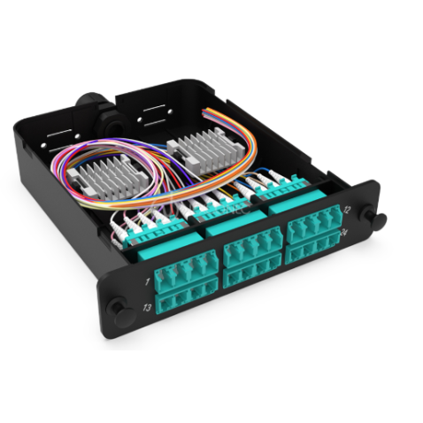 [NEXMP3SP03] Module d'épissure LGX LC 24FO MM Aqua chargé 24x tresses LC/UPC OM3 900um coloré