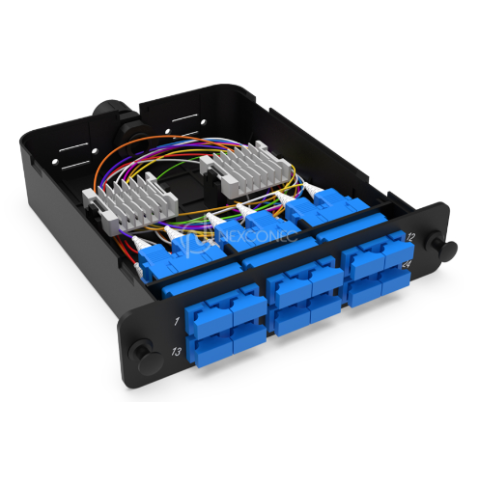 Module d'épissure LGX SC 12FO SM bleu chargé 12x tresses SC/UPC G657A1 600um col