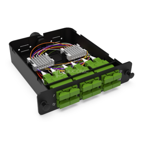 Module d'épissure LGX SC/APC 12FO SM vert chargé 12x tresses SC/APC G657A1 NEXCO
