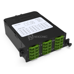 Module HD MPO-LC/APC Elite 24FO SM Green Pol A/C, avec volets (2x MPO-12 vers 6x