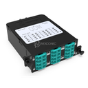 Module HD MPO-LC Elite 24FO MM OM3/4 Aqua Pol B, avec volet (2x MPO-12 vers 6x L