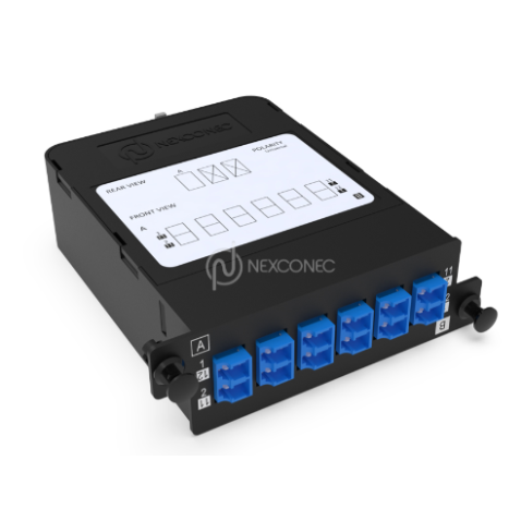 [NEXMP4CA07US] Module fibre optique HD MPO-LC Elite 12FO OS2 G657A1 Singemode Blue Pol B obtura