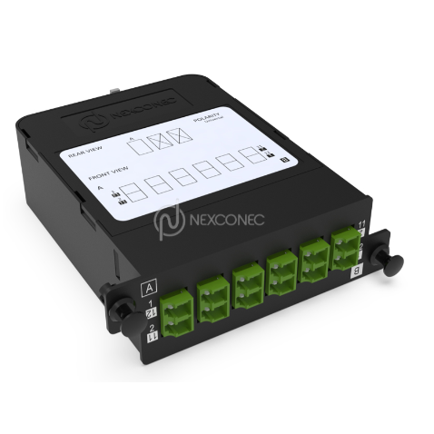 Module Fibre Optique HD MPO-LC/APC Elite 12FO OS2 G657A1 Monomode Vert Pol B Obt