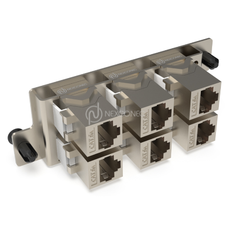 Façade HD 6ports Coupleurs Cat6A F/F NEXCONEX