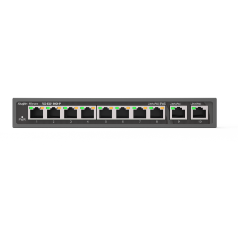 SWITCH 8 ports 100 Mbps + 2 ports de liaison montante 1000 Mbps,8 ports POE/POE+