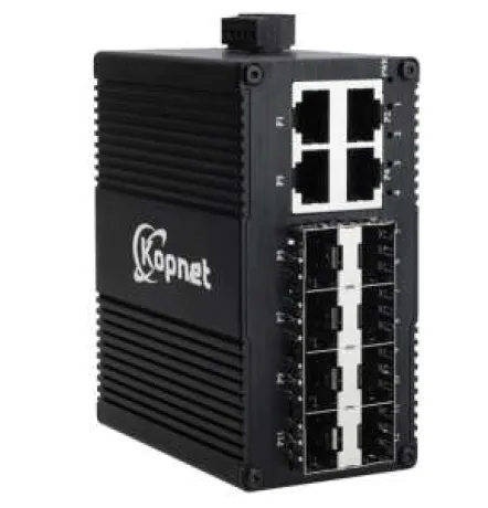 Switch industriel 8 ports SFP + 4 ports RJ45 10/100/1000 non manageable alim 12- 56 volts DC
